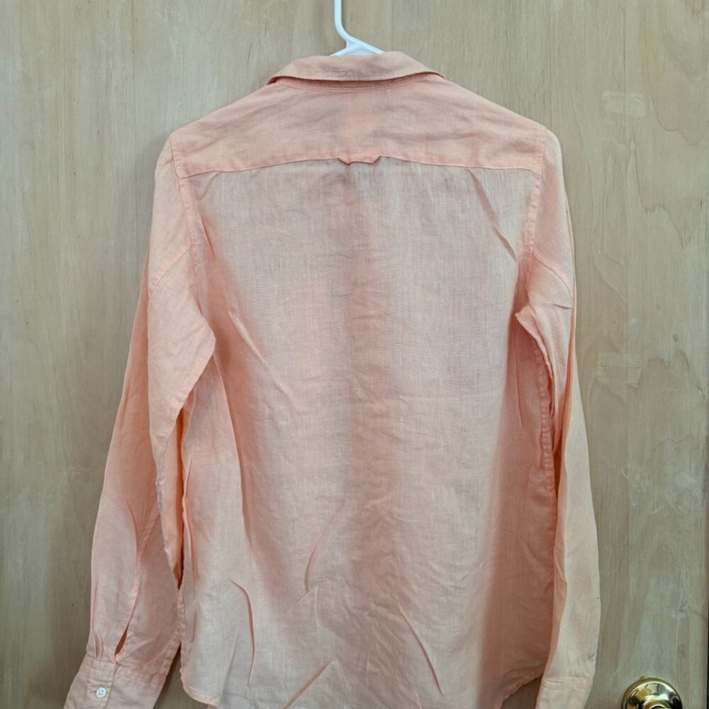 GAP 100% Linen Button Down Shirt - Medium / Peach / Orange - Picture 3 of 3